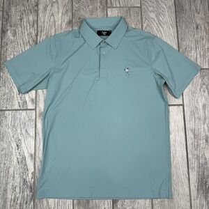 Eastside‎ Golf Snap Placket Polo Mens M Green Logo Short Sleeve Nylon Stretch